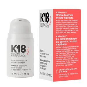 K18 Go away-In Molecular Hair Masks for Repairing Dry or Broken Hair, Restoring Hair Well being from Bleach, Colour Therapies, Chemical Companies, and Warmth Injury