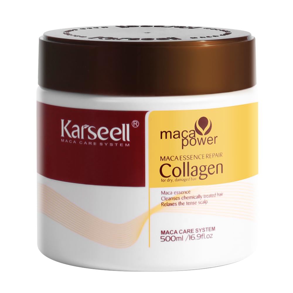 Karseell Argan Oil Collagen Hair Masks – Deep Restore Remedy for Dry and Broken Hair, Appropriate for All Hair Sorts, 16.90 oz (500ml)