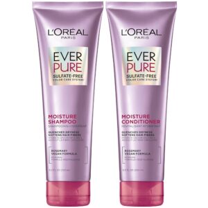 L’Oreal Paris EverPure Moisture Shampoo and Conditioner Set – Sulfate-Free Hair Look after Shade-Handled Hair with Rosemary Botanicals, 1 Package