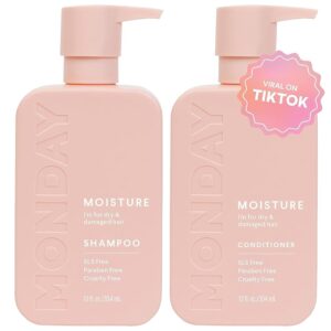 MONDAY HAIRCARE Hydrating Shampoo and Conditioner Duo for Dry, Coarse, Pressured, Coily, and Curly Hair, Enriched with Coconut Oil, Rice Protein, Shea Butter, and Vitamin E,…