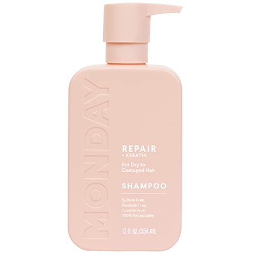 MONDAY HAIRCARE Restore Shampoo and Conditioner Duo 12oz for Dry and Broken Hair, Enriched with Keratin, Coconut Oil, Shea Butter, and Vitamin E