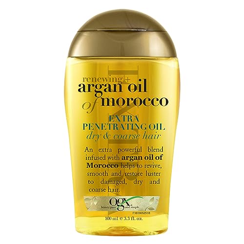 OGX Additional Energy Argan Oil Hair Therapy, 3.3 fl oz - Intensive Moisturizing Serum for Dry, Broken, and Coarse Hair, Paraben and Sulfate Free