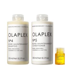 Olaplex Wash and Shine Hair Care Set: No. 4, 5, 7 Shampoo and Conditioner Bundle for Cleaning, Hydration, and Frizz Management for As much as 72 Hours, Consists of Bonding Oil for Shine…