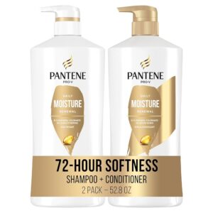 Pantene Each day Moisture Renewal Shampoo and Conditioner Set with Professional-V Vitamins for Dry, Shade-Handled Hair – 27.7 Fl Oz Every, 2-Pack, Offers Lengthy-Lasting Hydration and…